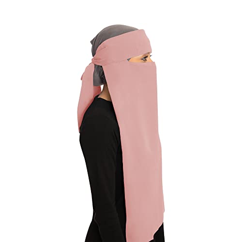TheHijabStore.com Women's Thick 1-Layer 27 inches Long Premium Polyester Niqab Muslim Face Veil Mask