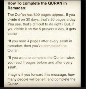 An easy way to read Al-Qu'ran during the Holy month of Ramdan
