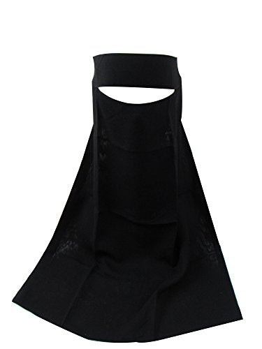 TheHijabStore.com Women's 1-Layer Saudi Black Niqab Face Veil for Hijab Soft 1 Piece Burqa-No Screen
