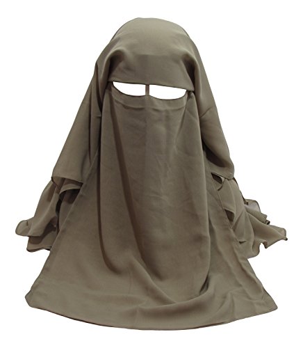 TheHijabStore.com One Piece Three Layer Saudi Style Niqab Muslim Face Veil with Satin Cord